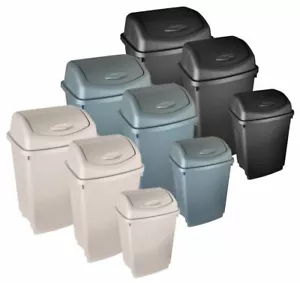 Large Plastic Swing Bin Flip Top Home Kitchen Rubbish Waste Dustbin 50L 25L Bins - Picture 1 of 19