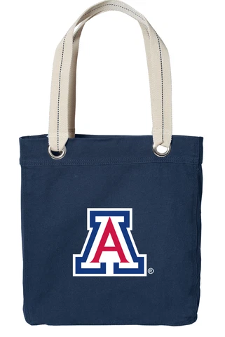 University of ARIZONA Tote Bag RICH NAVY BLUE DYED COTTON CANVAS - FULLY LINED! Cover