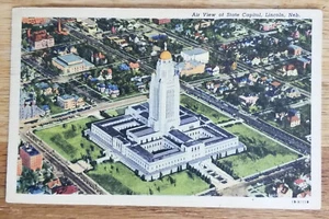 Aerial View State Capitol Lincoln Nebraska NE Postcard 1953 Curteich - Picture 1 of 1