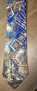 Cravatta uomo Buscati 4x56" design palazzo seta multicolore moda astratta - Foto 1 di 9