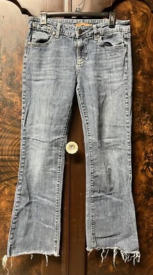 Vtg Y2K Women Sz 13 Vigoss Jeans Blue Bootcut Low Rise Stretch Denim Frayed Cuff - Image 1 of 4