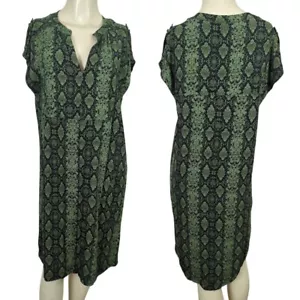 Abito tunica Anthropologie Rachel stampa serpente verde nero scollo a V tg M - Foto 1 di 16
