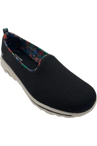 Skechers GOWalk Classic Vegan Washable Slip-Ons Summer Blossom Black - Picture 1 of 3