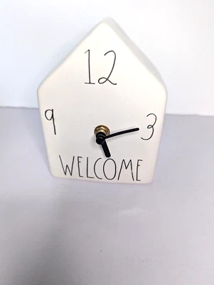 Rae Dunn House Shaped Welcome Home Ceramic Clock Artisan Collection Magenta - Image 1 of 4