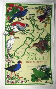 Cotton Tea-Towel New Zealand Birds Flowers Recycle Tote Bags Wall Hanging - Bild 1 von 8