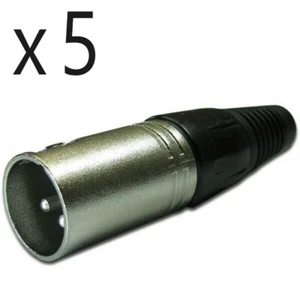 5 Pack - 3Pin XLR Male Audio Cable Connector Plug Solder Snake Mic Microphone - Picture 1 of 5