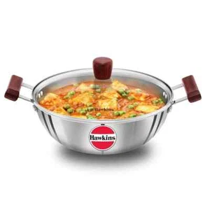 Hawkins Triple Acero Inoxidable Kadai Profundo / Kadhai y Tapa de Vidrio, 4 Ltr - Envío Gratis - Imagen 1 de 2