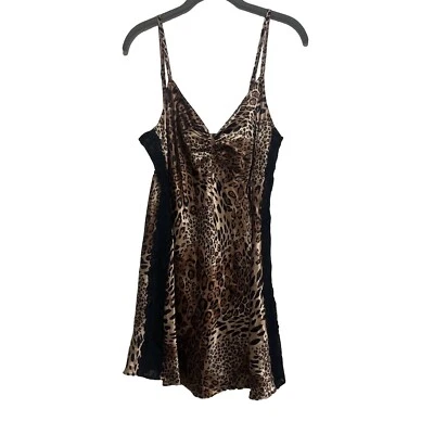 Платье-комбинезон Morgan Taylor Intimates с леопардовым принтом черное кружевное отделка большое - Изображение 1 из 4