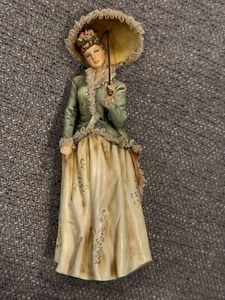 Vintage Italien Borsato Spitze Porzellan Dame mit Regenschirm Figur selten 8,5" - Bild 1 von 13