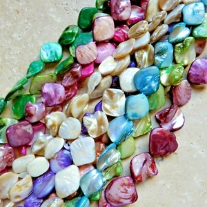 2 strands Mother-of-Pearl shell your choice of color, medium nugget beads - Picture 1 of 18