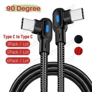 3/5/6PACK 90 Degree Right Angle USB C to USB Type C Cable PD Fast Charging Cord - Picture 1 of 11