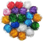 20 Pcs Large Glitter Tinsel Pom Poms Sparkle Balls For Diy Craft,Cat Toys