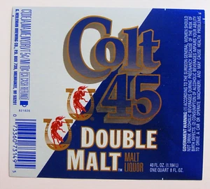 G. Heileman Brewing COLT 45 - DOUBLE MALT beer label WI 40oz #821826 - Picture 1 of 2