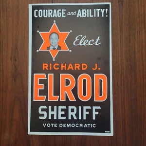 Poster vintage 1970 originale Richard J Elrod per lo sceriffo contea di Cook 14x22 - Foto 1 di 5
