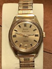 Rare Vintage 1970s Sears Agon Astrolon Swiss Mens Watch Runs Mechanical Display