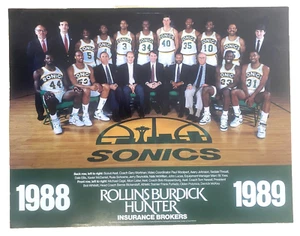 1988-89 Seattle Supersonics Team Poster / John Lucas - X-Man - Ellis / 17"x22" - Picture 1 of 3