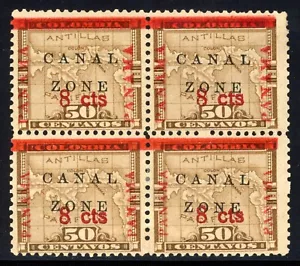 Canal Zone 1905 Sc# 19e Mint VF Block of Four with 15mm Panama Only 1750 Issued! - Picture 1 of 2