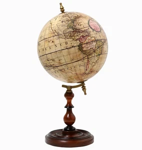 Cassini 1790 Old World Globe 10.8" Mahogany Stand Replica Table Top Home Decor - Picture 1 of 2