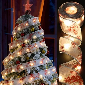 Christmas Ribbon Lights 32Ft 100 LED USB Snowflake Fairy String Light Tree Decor - Picture 1 of 8