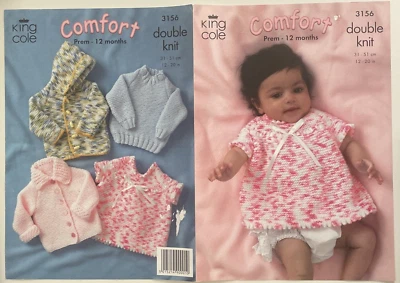 Baby girls jackets sweater + angel top set KNITTING PATTERN boys King Cole 3156 - image 1 of 4