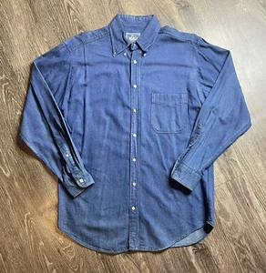 VTG 80s Woolrich 100% Cotton Spruce Blue Gray Mare USA Button Up Shirt Mens M - Picture 1 of 5
