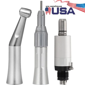 Dental Low Speed Handpiece Contra Angle Straight Air Motor Micromotor 4 Hole Set - Picture 1 of 13