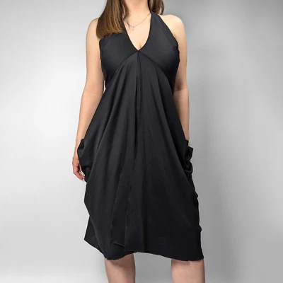 NUEVO Vestido de Cóctel Saint Laurent Plisado Asimétrico Capas Negro FR38/IT42/US8 Foto 1 de 4