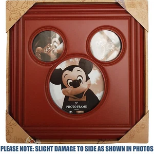 Disney Parks Mickey Mouse Icon 3 Bilderrahmen Bild Kirschfarben Holz BESCHÄDIGT - Bild 1 von 18