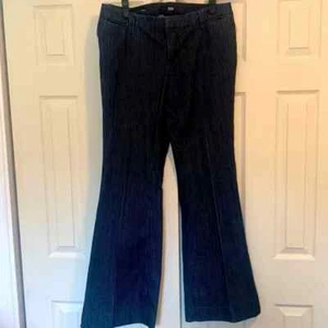 a.n.a. Womens Wide Leg Trouser Jeans Dark Pinstripe Stretch Cuffed Size 12L Tall - Picture 1 of 5