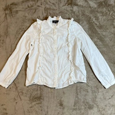 Camisa TOPSHOP Popelina Volantes Volantes Blanca Talla 2 Foto 1 de 4