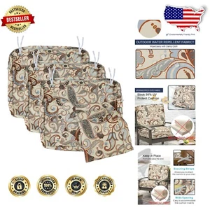 Vintage Paisley Outdoor Chair Cushion Covers - 22x20x4 Inch Replacement Set - Picture 1 of 10