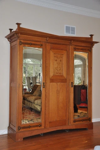 Antique Arts & Crafts / Mission / Armoire Wardrobe Entertainment Cabinet Cover