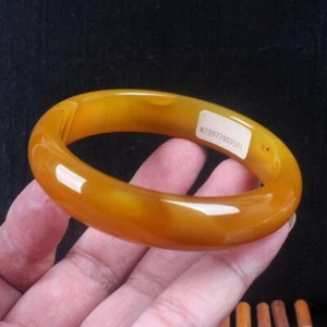 62MM Certified Natural Agate Chalcedony yellow Jade Bracelet Bangle 0547 - Picture 1 of 11