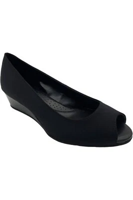 Bandolino Peep-Toe Dress Wedge Pumps Candra Black - Image 1 of 3