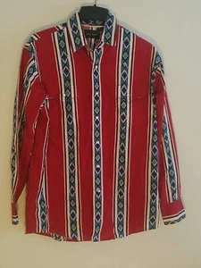 Camisa a presión de vaquero rojo con patrón nativo americano al mediodía occidental perla - Imagen 1 de 7