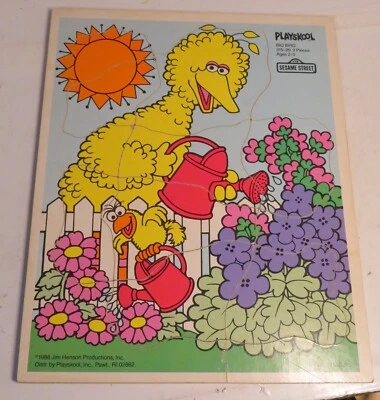 Vintage Playskool BIG BIRD Wooden Puzzle 9 Piece 1988 Jim Henson Sesame Street - Image 1 of 4