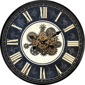 Reloj de pared globo oro negro 80 cm engranajes móviles reloj - Imagen 1 de 1