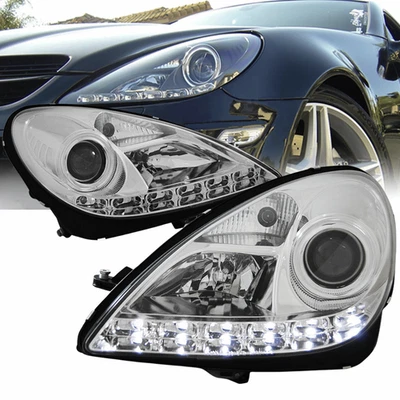 Chrom Scheinwerfer Set für Mercedes SLK R171 Baujahr 2004–2011 LED Standlicht - Bild 1 von 3