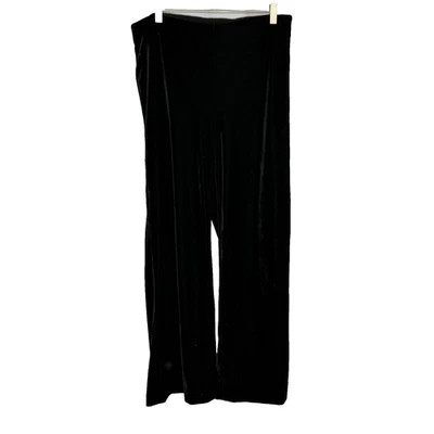 Pantalones de pierna recta con cremallera lateral de terciopelo negro 12 chaps para mujer Foto 1 de 4