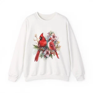 Cardinal Bird Sweatshirt Gift Cardinal Crewneck Mom Floral Cardinal Sweater - Picture 1 of 17