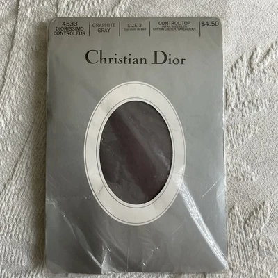 Vintage Christian Dior Pantyhose Control Top Sandalfoot Graphite Grey Size 3 - Image 1 of 4