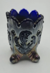 VTG Blue Carnival “Inverted Fan and Feather” Toothpick Holder by Joe St. Clair - Picture 1 of 6