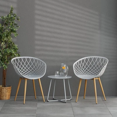 Chaise de jardin Lot de 2 avec accoudoirs Gris Fauteuils Plastique Homestyle4u - Photo 1/4