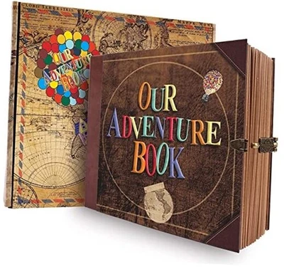 Nuestro libro de aventuras diario de viaje libro de fotos, álbum de recortes, álbum de fotos, bola retro Foto 1 de 4