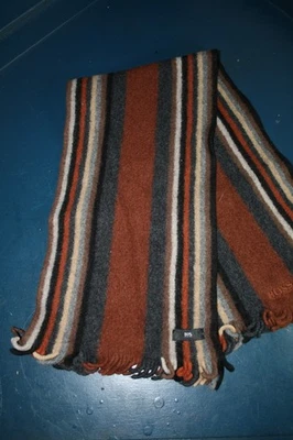Vintage Hugo Boss brown stripe 37" x 9" 100% wool scarf revival - Image 1 of 4