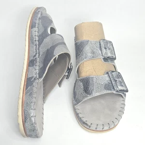 Trask Metallic Silver Camo Slide Sandal Womens 7 M Suede Footbed Comfort Shoe - Picture 1 of 14