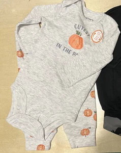 6M Carter's Just One You Baby 2-teiliger Halloween melierter Kürbis Body & Hose - Bild 1 von 3