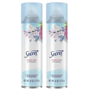Secret POWDER FRESH 24HR Aerosol Antiperspirant Deodorant Spray 6oz, 2 Cans - Picture 1 of 3