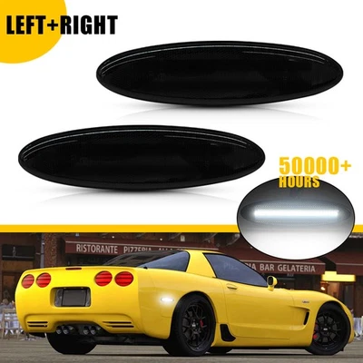 For 1997-2004 Chevrolet Corvette C5 Smoke White LED Rear Side Marker Light Lamps - Image 1 of 4
