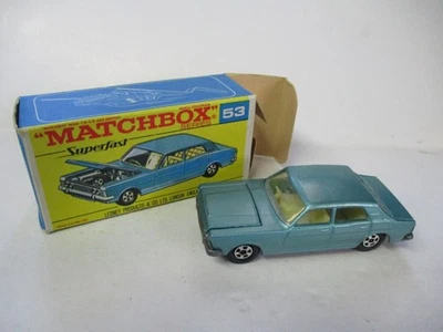 Matchbox Lesney Superfast SF53 Ford Zodiac - Carrocería AZUL RARO, transición, caja Foto 1 de 4